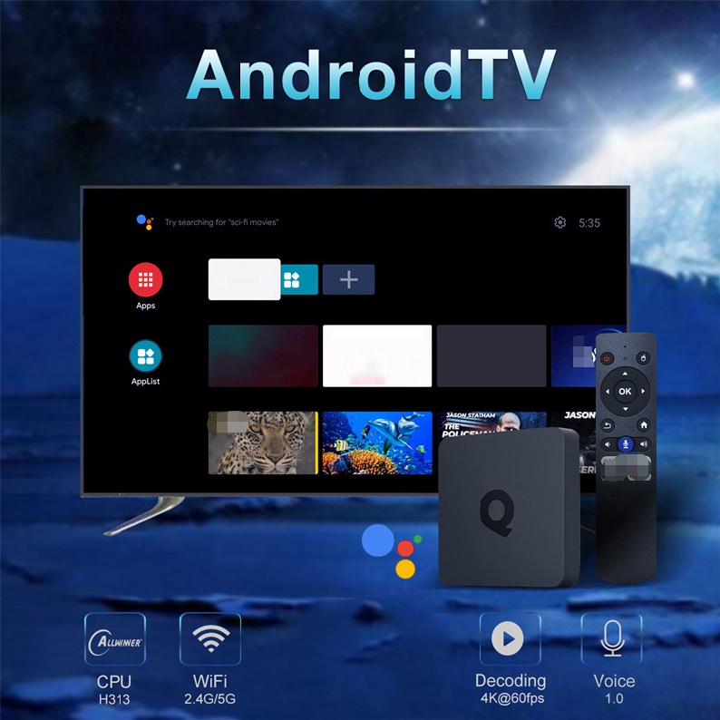Q1 H313 Android 10 Smart TV Box H313 Dual Wifi BT5.2 4K Media Player