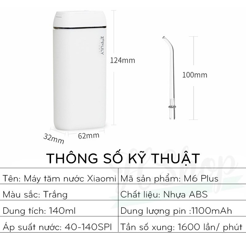 Máy tăm nước mini Xiaomi Enpuly ML8 / W1 Plus  Chống Thấm Nước IPX7 Dung Tích 250ml /  M6 Plus  Kèm vòi thay thế