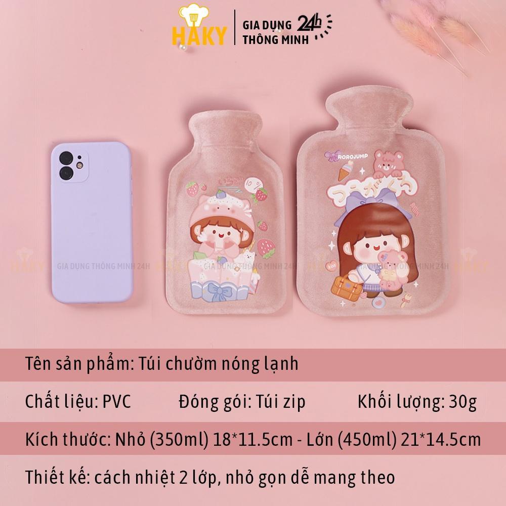 Túi chườm nóng lạnh hoạt hình dễ thương 450ml túi đa năng chườm nóng giảm đau bụng kinh, chườm lạnh hạ sốt HAKY047