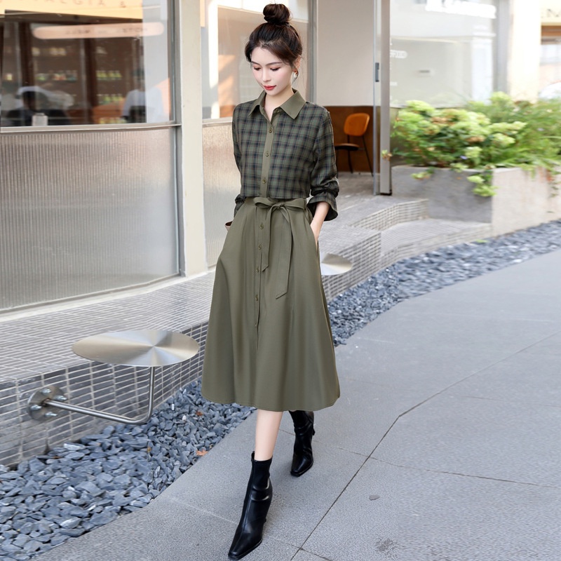 Áo Sơ Mi Ôm Dáng Giả Hai Mảnh Họa Tiết Kẻ Ô Thời Trang Mùa Thu 2023 Phong Cách Mới