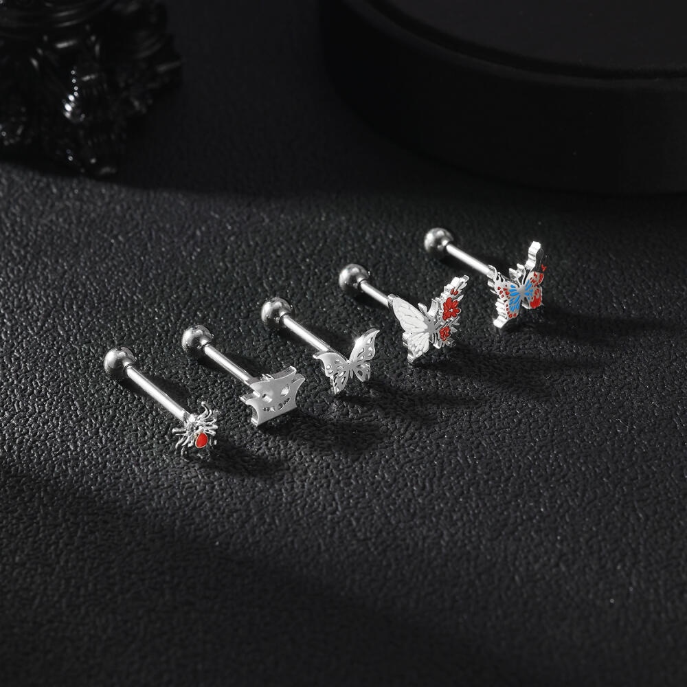 1 Nhẫn Lưỡi Hình Đầu Lâu Bằng Thép Không Gỉ 14g