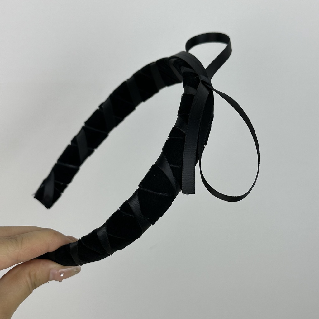 Băng Đô Vải Nhung Thắt Nơ Phong Cách vintage Pháp