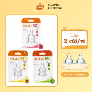 Núm ty bình sữa cổ rộng wesser size s/m/l có tách lẻ núm
