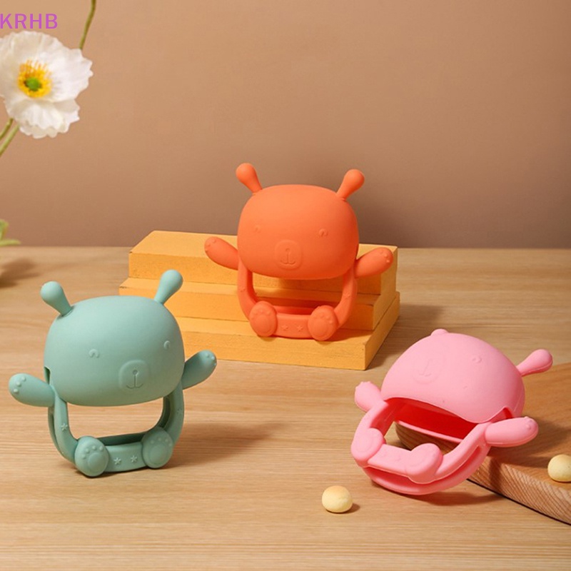 Găng Tay silicone Hình Gấu krhb Chống Sưng Tay ​Đồ Chơi Gậy Chống Bẹp Đầu Mọc Răng Cho Bé Mới