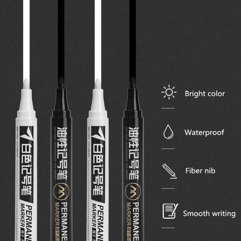 Bút Lông Viết Bảng Ký Chống Thấm Nước Nhanh Khô / Bút Đánh Dấu Màu Trắng Dành Cho Văn Phòng / Học Sinh