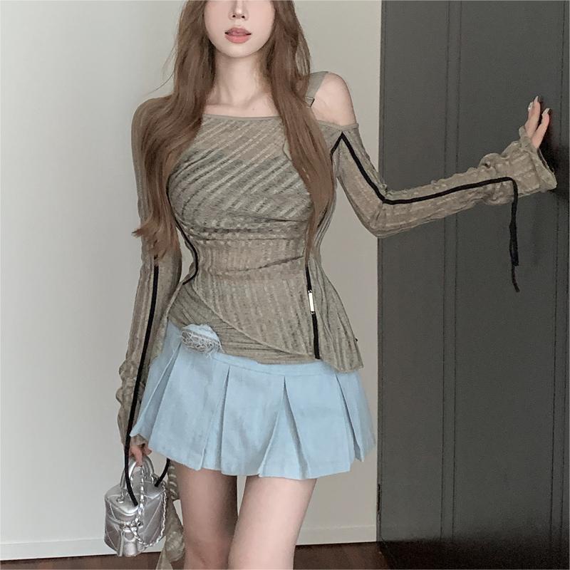 Áo Dệt Kim Tay Dài Thắt Eo Thời Trang Thu Đông Mới Dành Cho Nữ