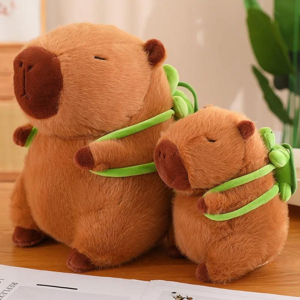 Mmluck capybara Đồ Chơi Búp Bê Nhồi Bông Vải capybara Hình Chú Rùa Đội Mũ Lưỡi Liềm Dễ Thương Trang Trí Nhà Cửa