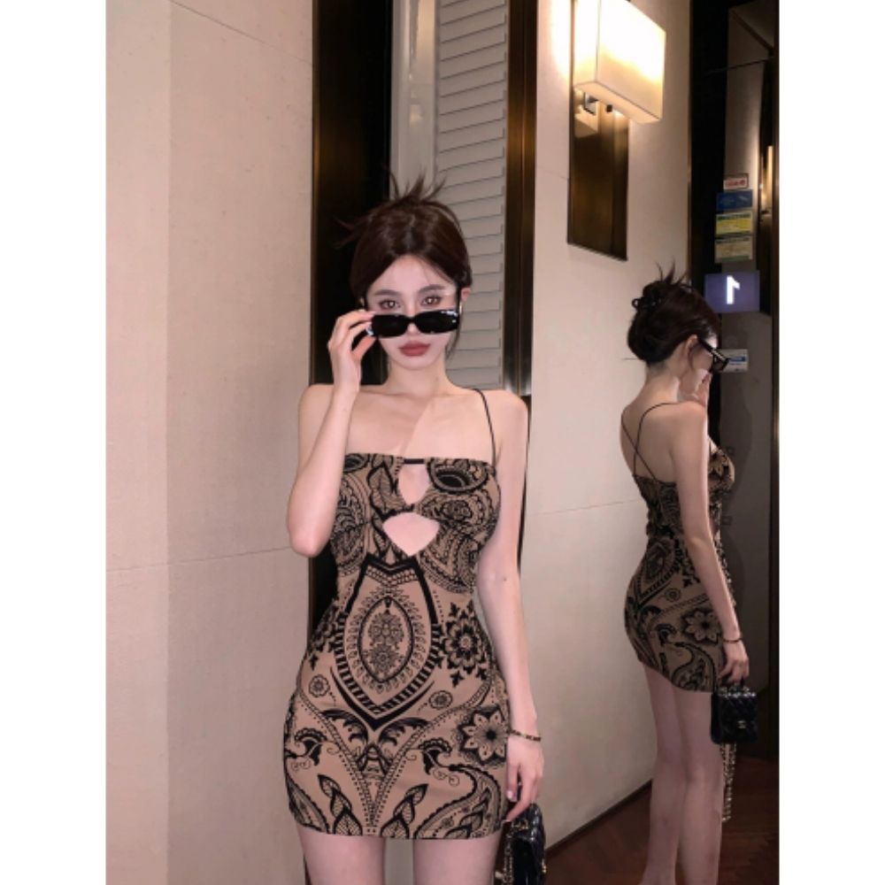 Đầm Hai Dây Mùa Hè In Họa Tiết Rỗng Kiểu Âu Mỹ Cổ Điển Thiết Kế Mới Quyến Rũ Cho Nữ