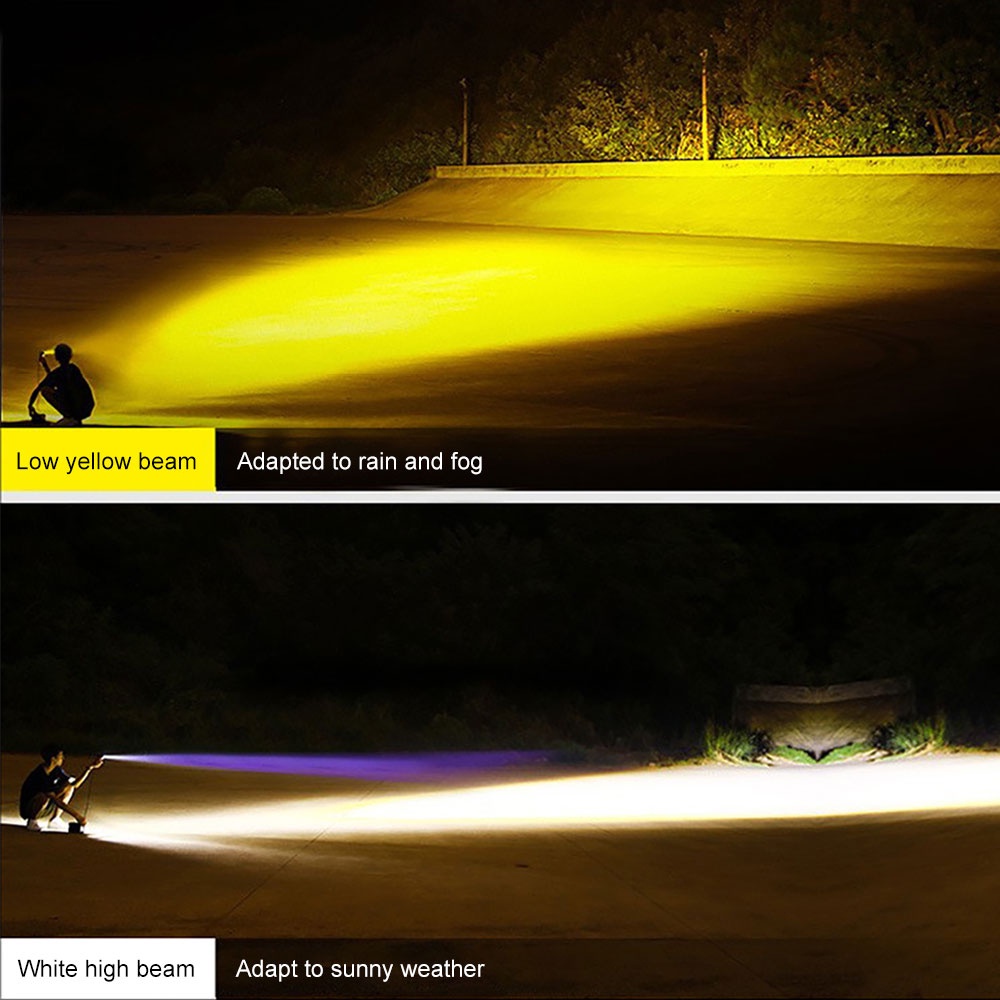 Đèn pha led xe máy bi cầu bóng led xe máy H4 H6 BA20D Hai Màu thay thế dùng cho xe moto chuyên dụng - YKD