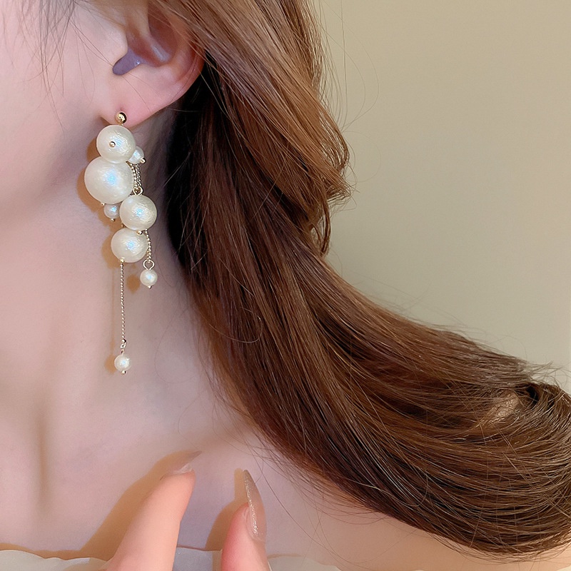 Khuyên Tai Dáng Dài Đính Ngọc Trai Lãng Mạn Phong Cách Pháp Thiết Kế Mới