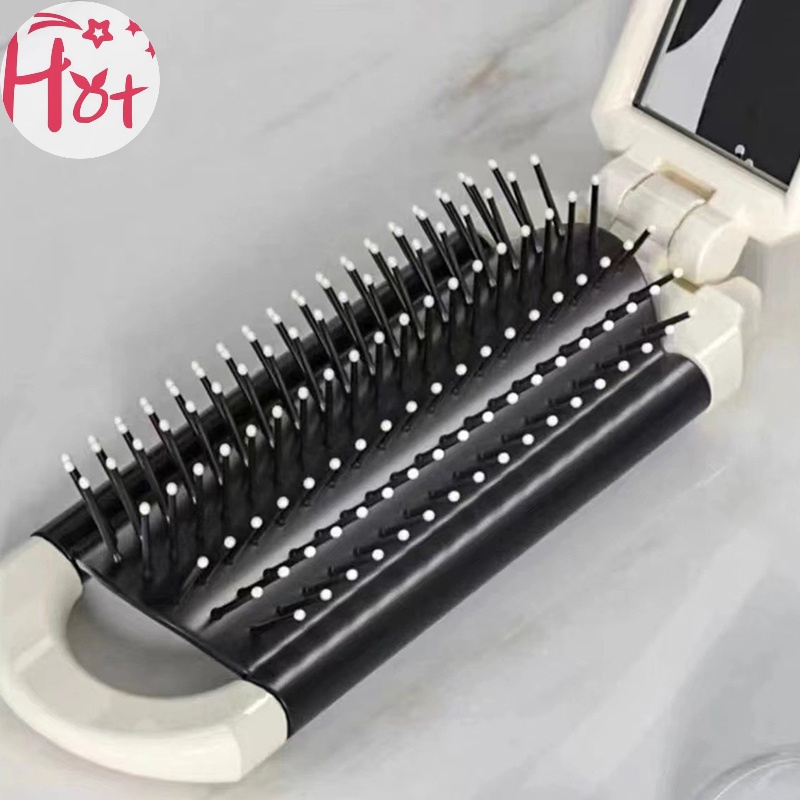 Jr Lược Gấp Gọn Bằng Silicon Có Túi Khí Kèm Gương Họa Tiết Hoạt Hình Dễ Thương Dùng Mát Xa Đầu Và Thư Giãn Cho Bạn Gái vn