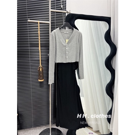 SET VÁY KÈM KHOÁC XÁM - HÀNG QC CAO CẤP