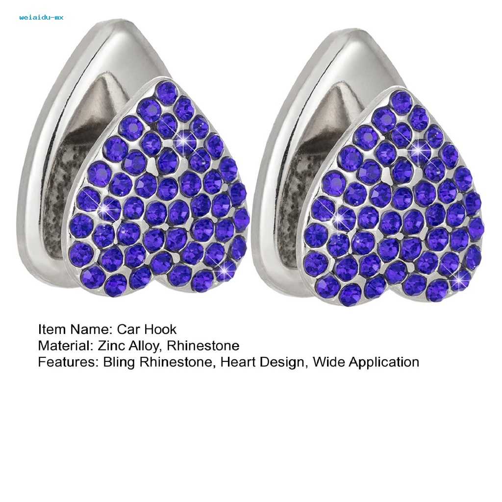 Weiaidu Móc Treo Dây Cáp Sạc Xe Hơi Hình Trái Tim Đính Đá Lấp Lánh mini Sành Điệu