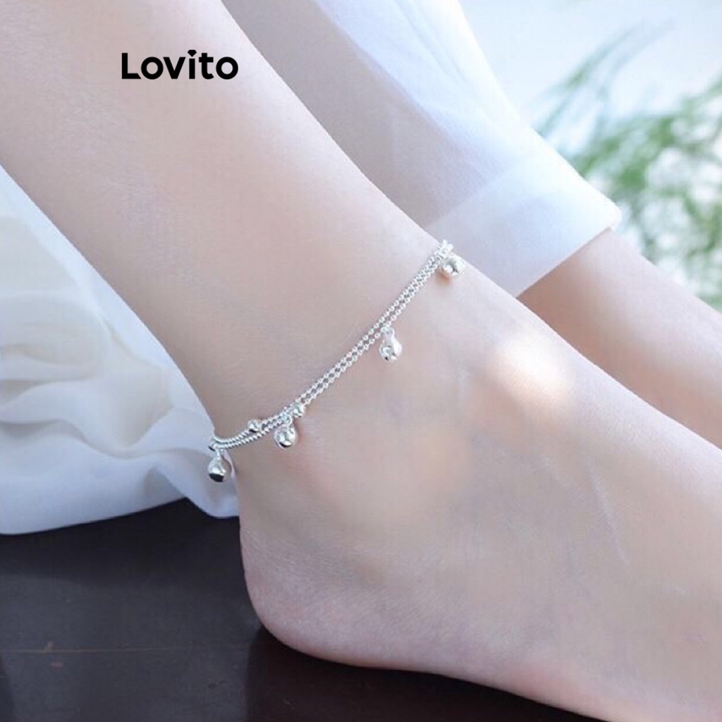 Lắc chân Lovito màu trơn cơ bản thường ngày cho nữ LFA02019 (màu bạc)