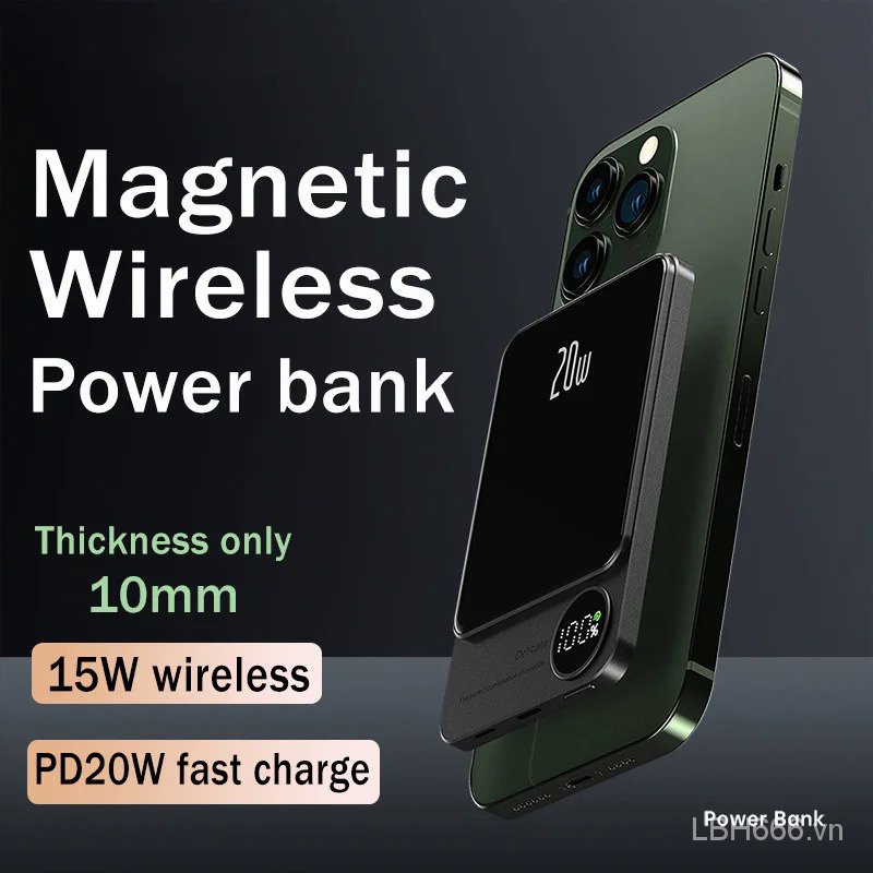 Mới Cục Sạc Dự Phòng Không Dây 20w 10000mah Có Nam Châm Cho iphone 15 / 14 / 13 / 12 / 11