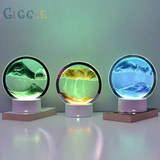 Quicksand Table Lamp Painting Sand Art Flowing Sand Landscape PS 16x18.5 Cm Size
