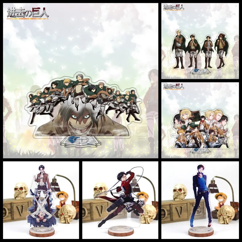 Mô hình Standee Attack on Titan Eren Jaeger Mikasa Ackerman Levi Ackerman cbv Phụ kiện trang trí để 
