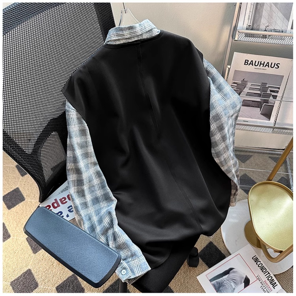 Áo Khoác cardigan Không Tay Cổ Chữ v Dáng Rộng Có Khóa Kéo Thời Trang Mùa Thu Phong Cách Hàn Quốc Cho Nam