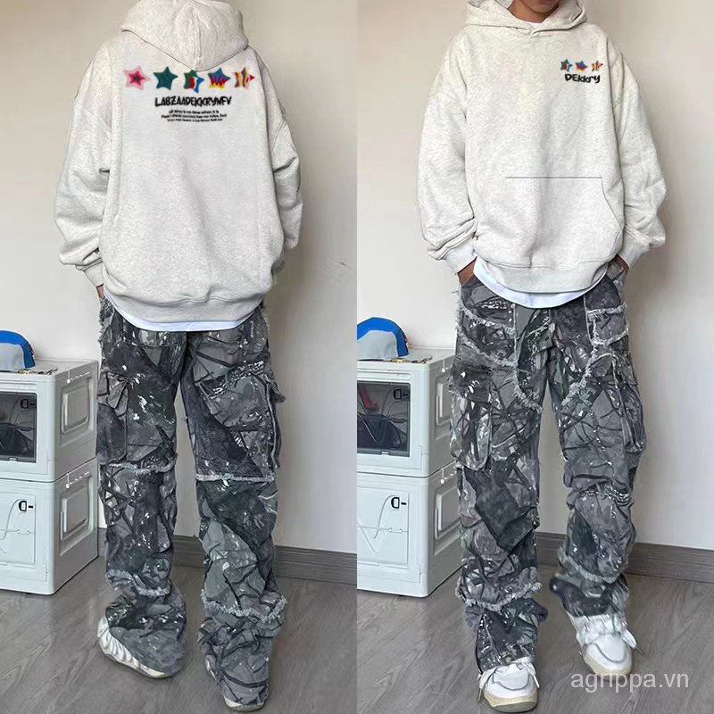 Áo Hoodie Dáng Rộng In Họa Tiết Ngôi Sao Thời Trang Thu Đông Cho Nam Và Nữ