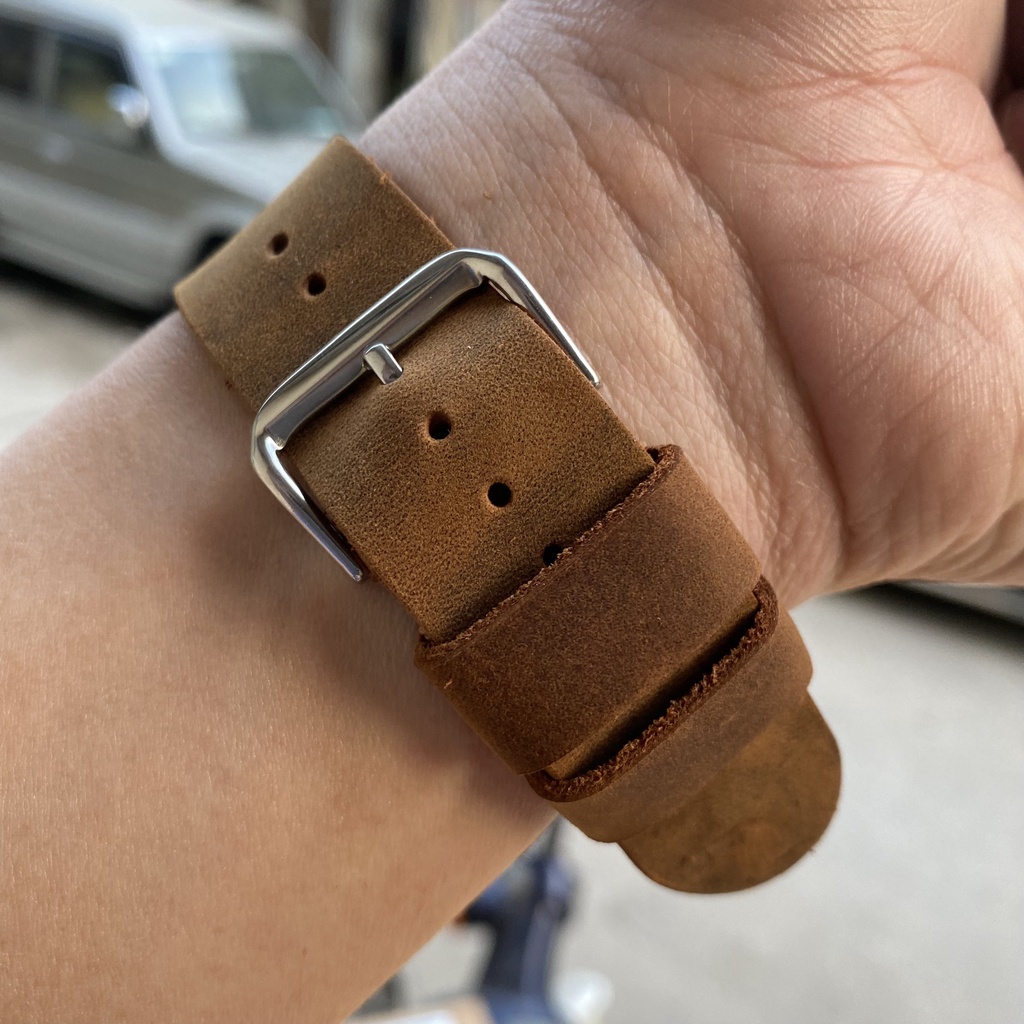 Dây đồng hồ 22mm 20mm 18mm handmade nam da bò sáp dây đeo đồng hồ gia xịn cao cấp đẹp giá rẻ nhập khẩu
