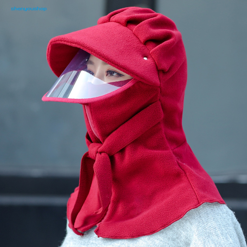 Mũ Trùm Đầu Kiêm Khăn Choàng Chống Gió Giữ Ấm Mùa Đông Có Khóa Kéo Cho unisex