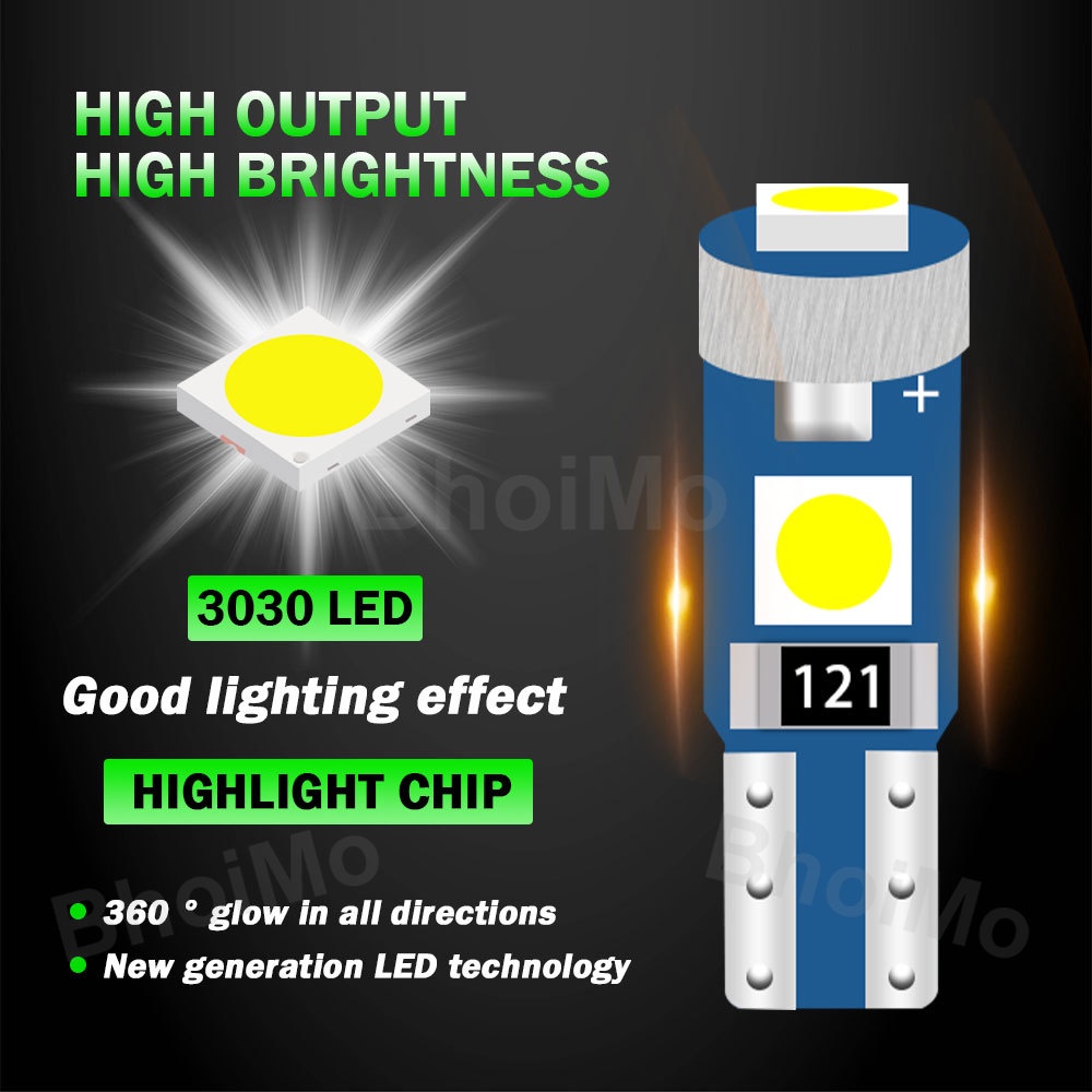 Bhoimo Bóng Đèn led t5 w3w 3smd 3030 led 73 74 Cảnh Báo Góc Quay Bản Đồ Xe Hơi dc12v