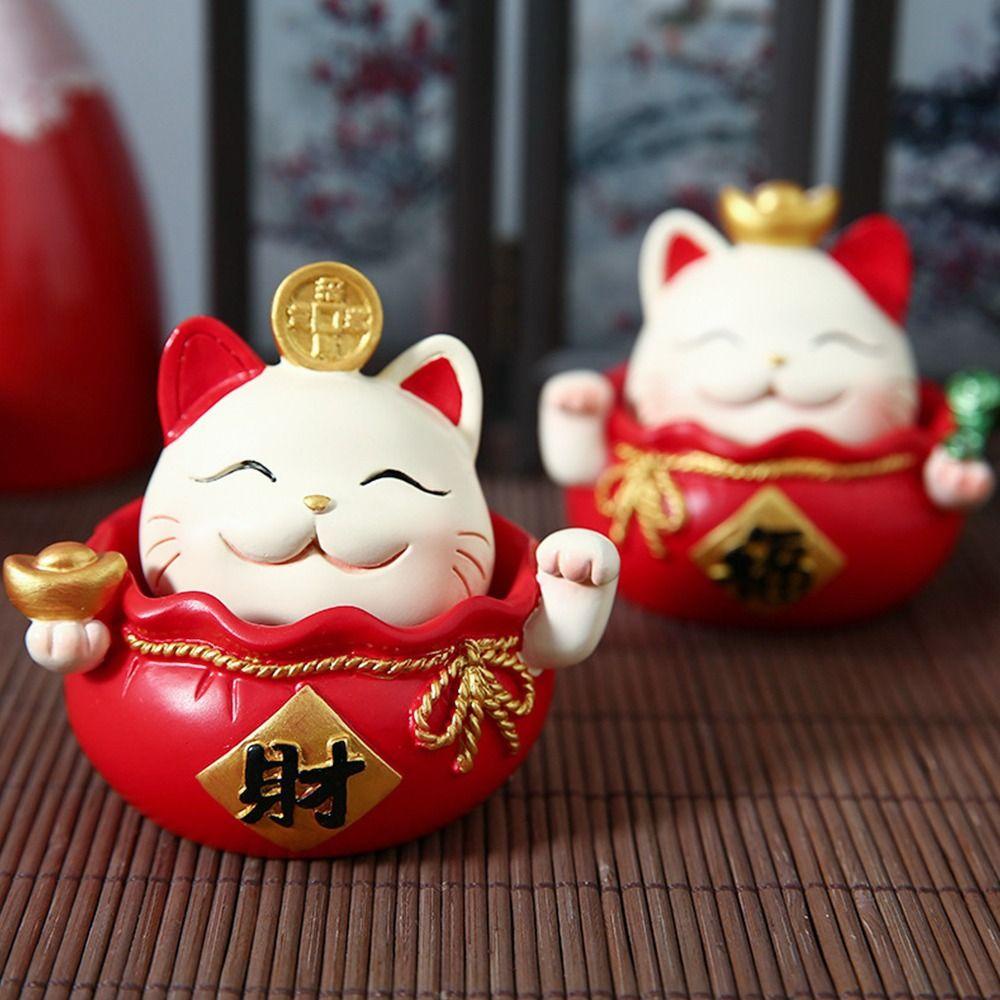 Mayshow Tượng Mèo May Mắn Bằng Nhựa resin Dễ Thương Trang Trí Bảng Điều Khiển Xe Hơi