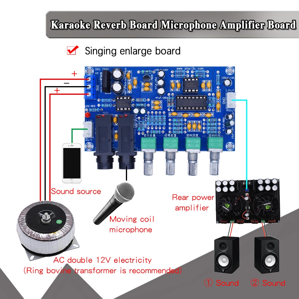 Bảng Mạch Khuếch Đại Âm Thanh Micro xh-m173 ac 6v 20v ac 12v Chuyên Dụng Biến Áp