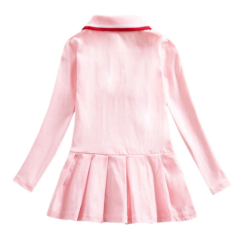 Hello kitty Đầm cotton Cổ polo Tay Dài In Họa Tiết Hoạt Hình Cho Bé Gái