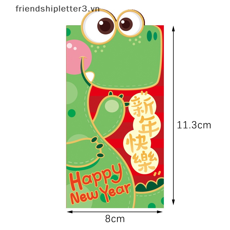 Set 6 Bao Lì Xì Mừng Năm Mới 2024 Hình Rồng Đỏ May Mắn