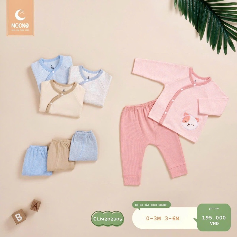 Moon Bộ sơ sinh cho bé Moon thu đông mềm ấm áp