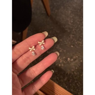 1 Đôi Bông Tai Bạc s925 mini Hình Nơ / Ngôi Sao Đính Đá zircon Ngọt Ngào Dễ Thương Cho Nữ