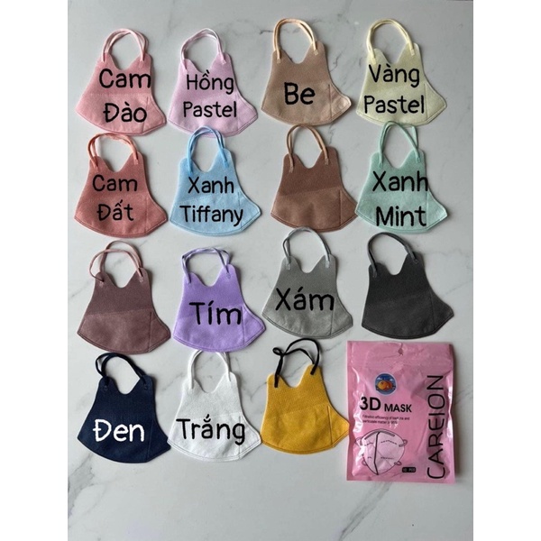 Khẩu Trang 3D Thái Lan màu Trendy, không xù lông, đeo êm tai, thoáng mát