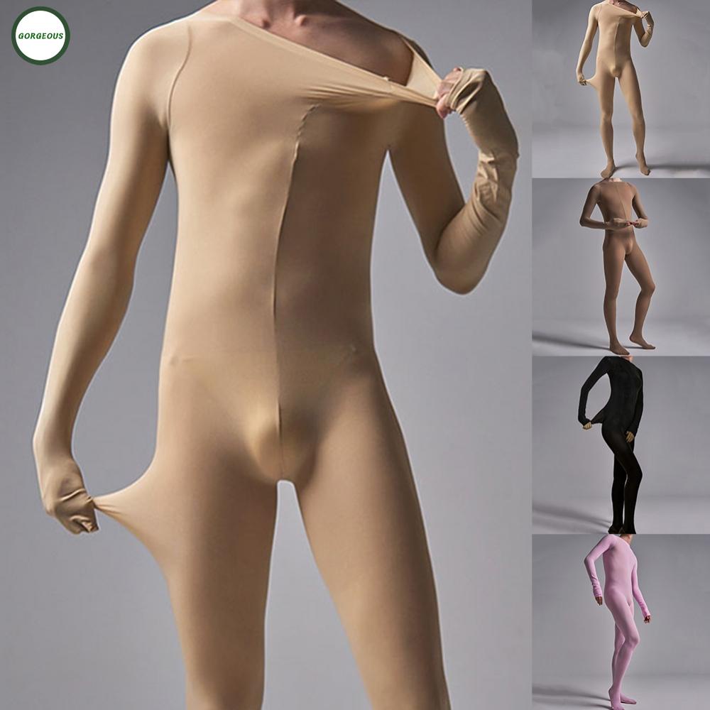 New Coming~Fashionable Men's Long Sleeve Bodysuit Leotard Jumpsuit Underwear in Solid Color#Home Essentialses