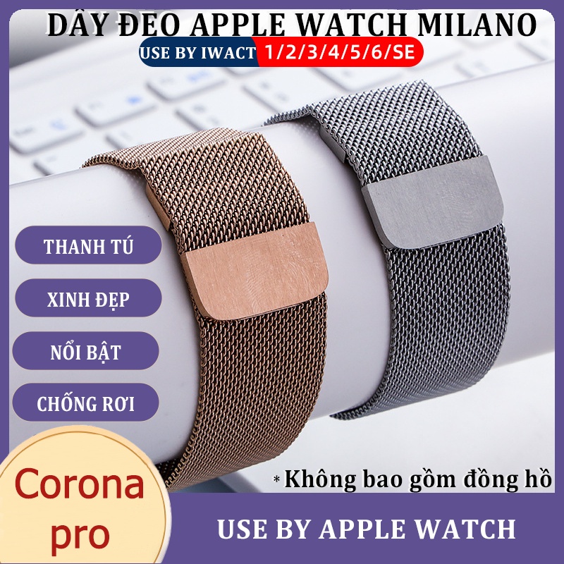 Dây đeo đồng hồ Milan cho đồng hồ thông minh Dây Đeo Màu Trơn Cho  iwatch 7/SE/6/5/4/3/2 Kích Thước 38/42/45/49mm