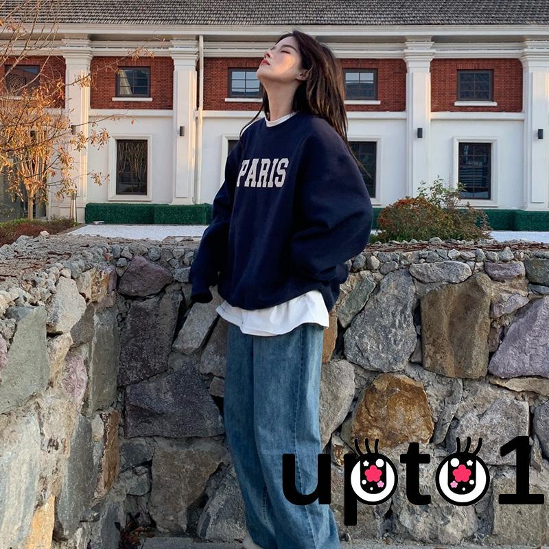 Áo Sweater Tay Dài Cổ Tròn In Chữ Nâng Cao Thời Trang Mùa Đông Cho Nữ