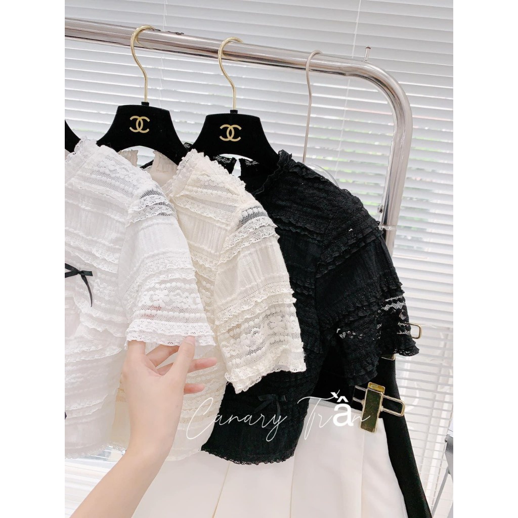 Set Áo Chất Xốp Đính Nơ Kèm Chân Váy Voan set 3 màu KÈM ẢNH THẬT