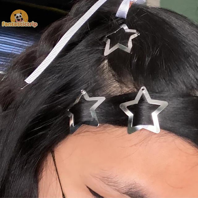 Set 10 Kẹp Tóc Hình Ngôi Sao Năm Cánh Bằng Kim Loại Chống Trượt Cho Nữ y2k