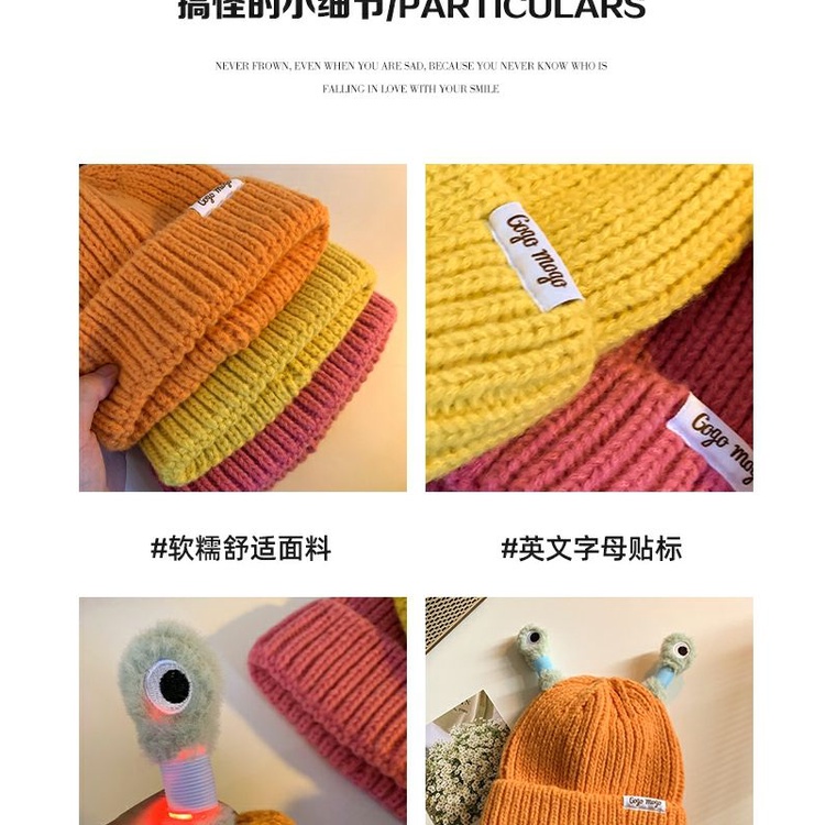 Mũ Ếch Ngộ Nghĩnh Dễ Thương Mũ Dệt Kim Mũ len Mũ len mũ giữ ấm đầu to mùa thu đông Mũ lạnh mũ tròn học sinh Phụ kiện thời trang