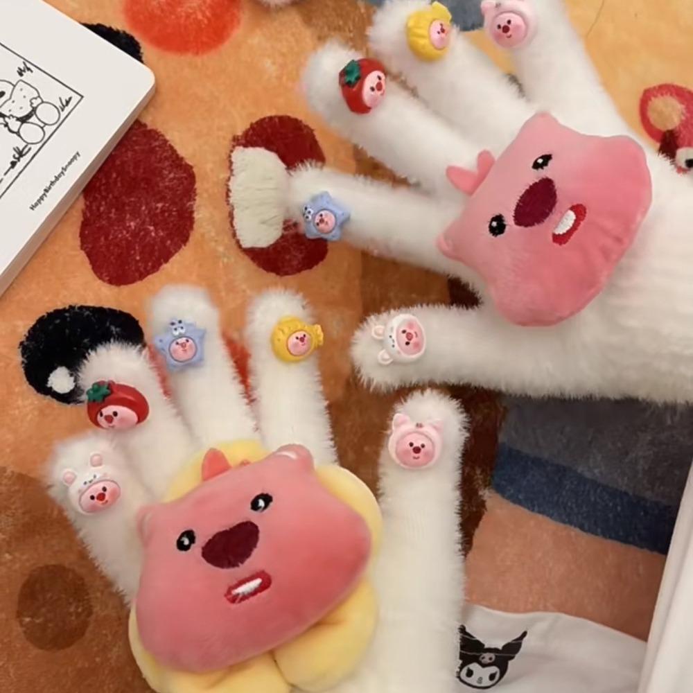 Găng Tay keene Dày Dặn Thoáng Khí Chống Lạnh Họa Tiết Hoạt Hình Thời Trang Giữ Ấm Ngón Tay Cho Nữ