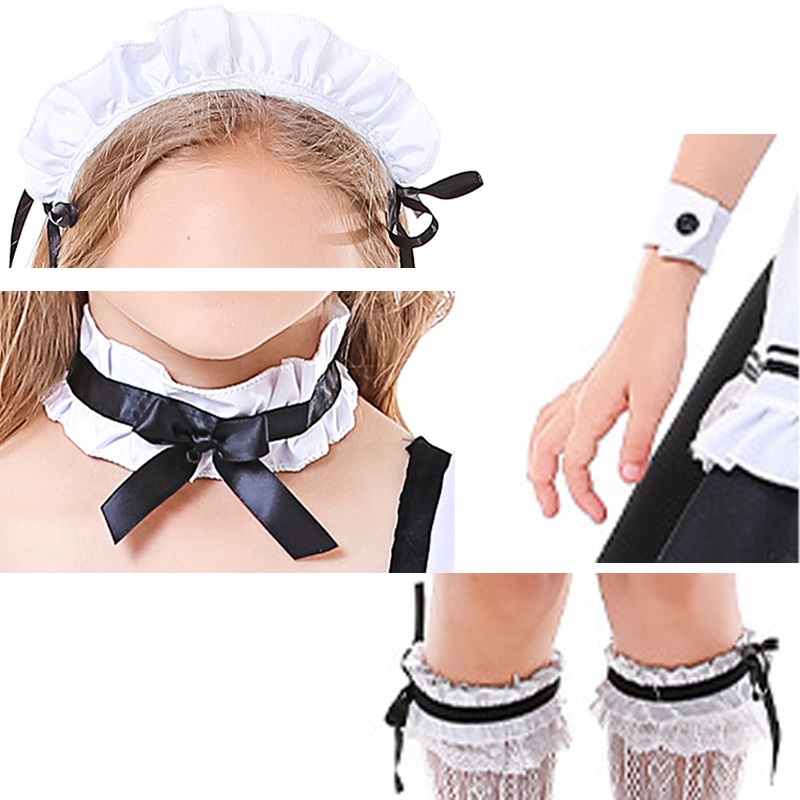 Trang Phục Hóa Trang Cô Hầu Gái Màu Trắng Đen Phong Cách lolita