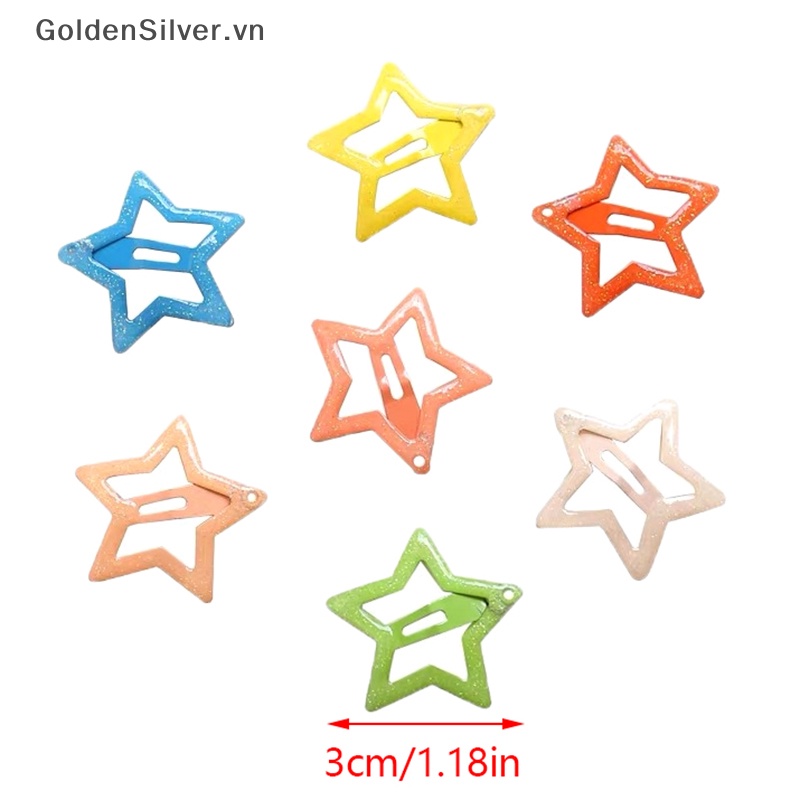Set 10 Kẹp Tóc Vàng Bạc y2k Phát Sáng Trong Bóng Tối Hình Ngôi Sao / Trái Tim / Kẹp Tóc bb vn