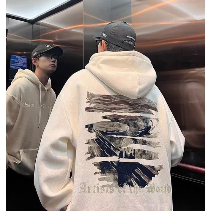 M-8XLáo khoác nam hoodie Cotton Dáng Rộng Tay Dài In Họa Tiết graffiti Phong Cách Hàn Quốc Thời Trang Mùa Thu Cho Nam Và Nữ