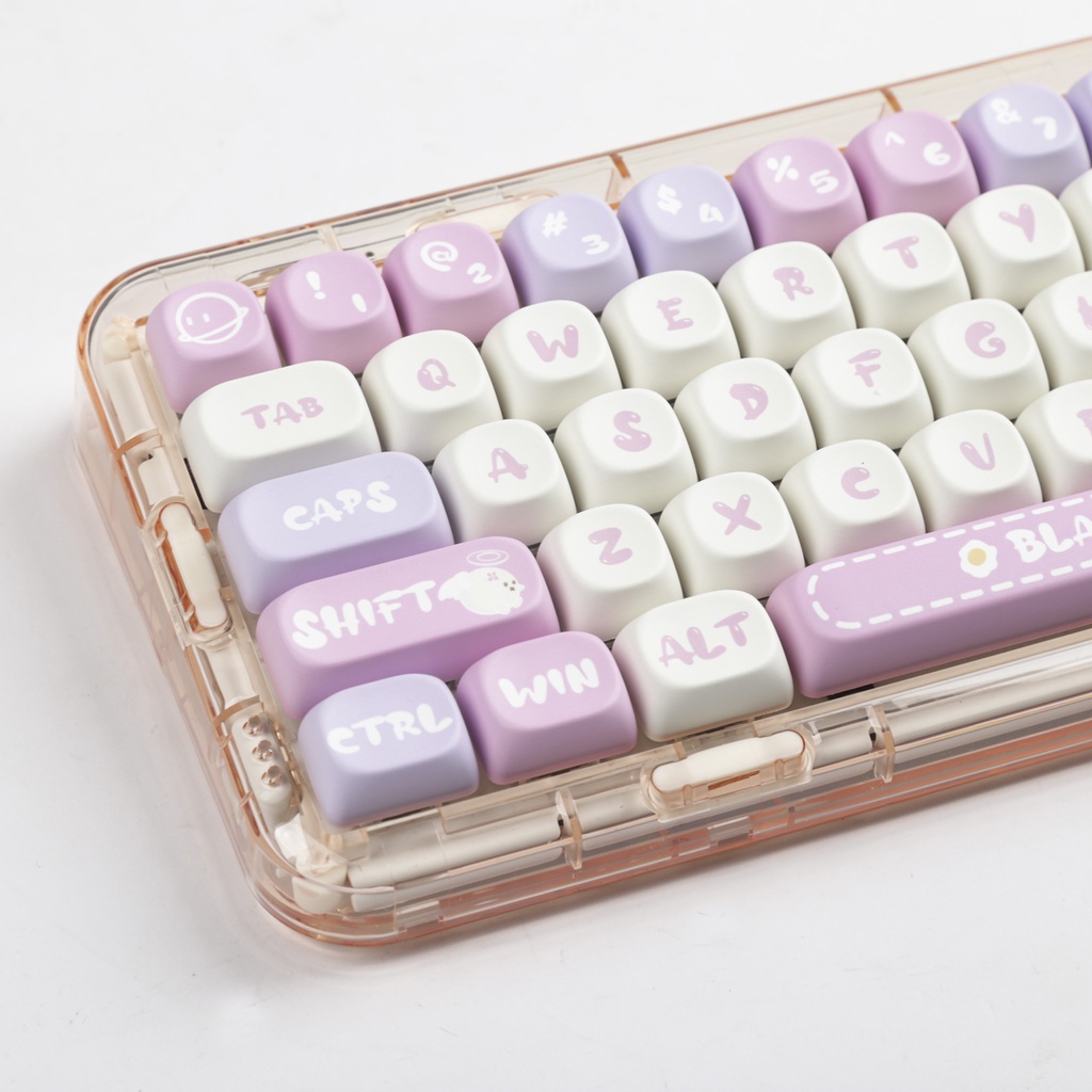 Bun keycaps moa profile Bộ Bàn Phím Cơ Màu Hồng Hoạt Hình pbt Nhuộm Hồng