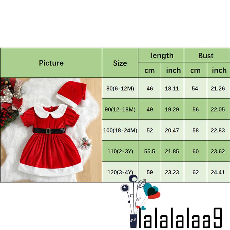 La-hộ Đầm Chữ a Tay Ngắn Cổ Búp Bê Màu Đỏ Kèm Thắt Lưng Và Mũ Giáng Sinh Cho Bé Gái