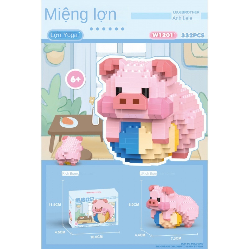 Đồ Chơi Khối Lắp Ráp Hình Chú Heo Xinh Xắn