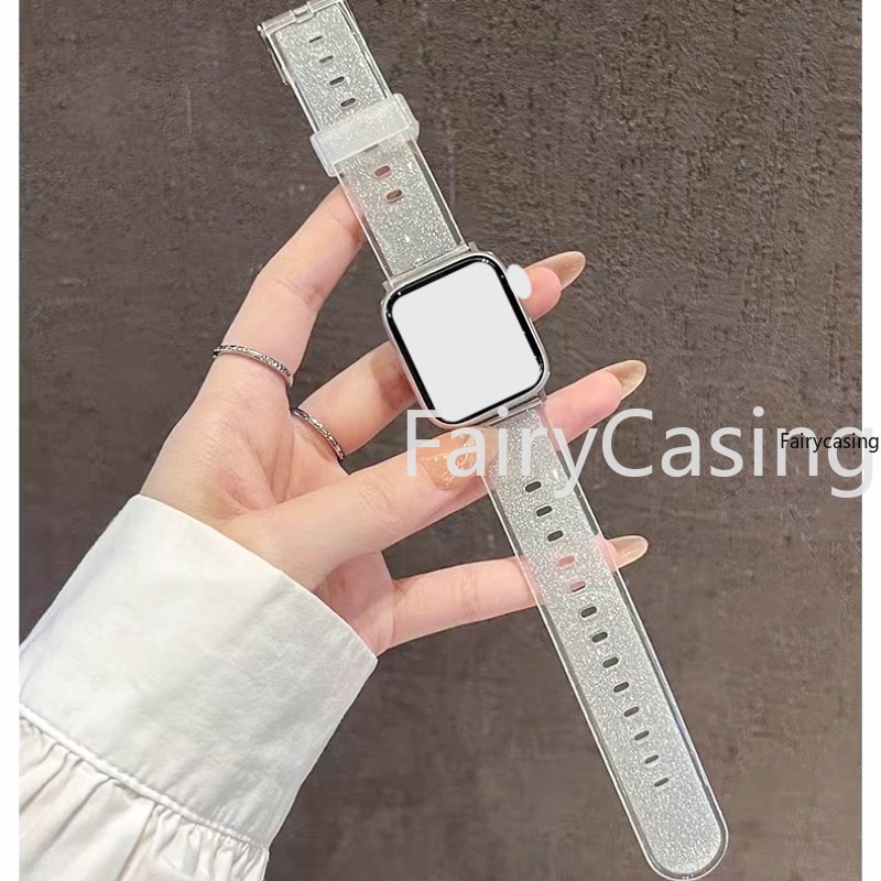 Mềm Dây Đeo Đồng Hồ Bằng silicone Lấp Lánh Cho apple watch ultra2 49mm 44mm 45mm 42mm 41mm 42mm 38mm iwatch serise 9 8 7 6 5 se 4 3