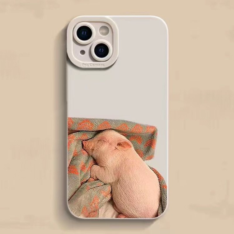 Ốp Điện Thoại Hình Chú Heo Đang Ngủ Cho iphone7 7plus 8 8plus xs xr 11 12 13 14 pro plus promax