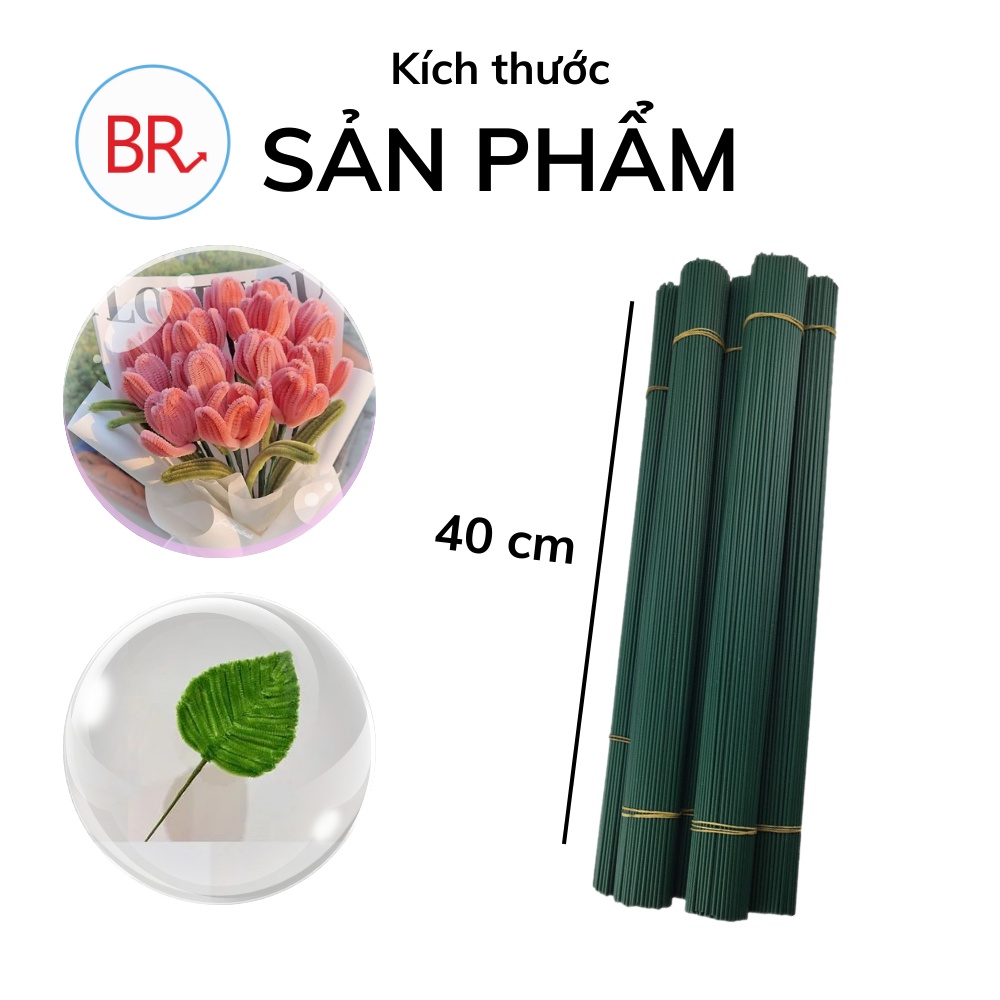 Set 100 dây kẽm làm hoa handmade dài 40cm làm đồ trang trí thủ công, Cành kẽm cắm hoa giả bọc nhựa, hoa sáp, giấy 02048