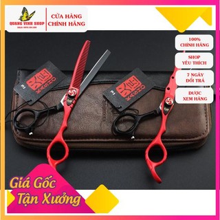 Bộ kéo cắt tóc kasho ha 03 đen đỏ 6in